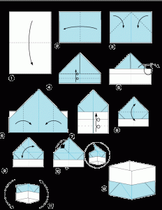 Мусорное ведро из газеты - схема оригами